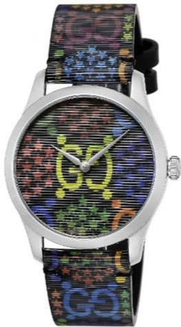 Shop Authentic Gucci G Timeless Quartz Black Dial Black Leather Strap Watch For Women - YA1264146 - Luxxuri