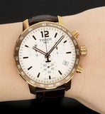  Shop Authentic Tissot Quickster Chronograph 42mm White Dial Brown Leather Strap Watch For Men - T095.417.36.037.00 - Luxxuri