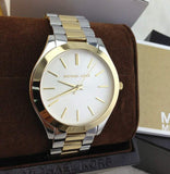  Shop Authentic Michael Kors Runway Slim Silver Dial Two Tone Stainless Steel Strap Watch for Women - MK3198 - Luxxuri