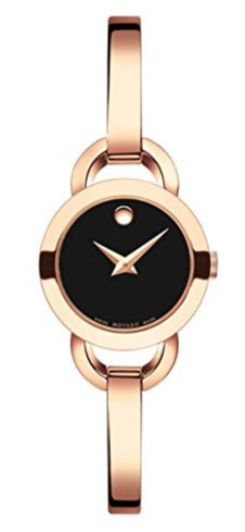  Shop Authentic Movado Rondiro 22mm Black Dial Rose Gold Steel Strap Watch For Women - 0607065 - Luxxuri