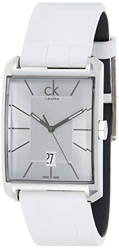 Shop Authentic Calvin Klein Window White Dial White Leather Strap Watch for Men - K2M21120 - Luxxuri