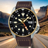  Shop Authentic Seiko 5 Sports SKX GMT Automatic Mocha Black Dial Brown Leather Strap Watch For Men - SSK036K1 - Luxxuri