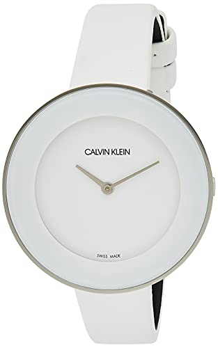  Shop Authentic Calvin Klein Chic White Dial White Leather Strap Watch for Women - K7N23TK2 - Luxxuri