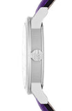  Shop Authentic Burberry The City Silver Dial Purple Leather Strap Watch for Women - BU9122 - Luxxuri