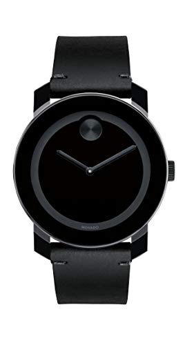  Shop Authentic Movado Bold Black Dial Black Leather Strap Watch For Men - 3600306 - Luxxuri