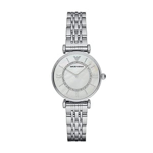  Shop Authentic Emporio Armani Gianni T-Bar Mother of Pearl Dial Silver Stainless Steel Watch For Women - AR1908 - Luxxuri