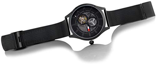  Shop Authentic Tommy Hilfiger Spencer Skeleton Black Dial Black Mesh Bracelet Watch for Men - 1791644 - Luxxuri