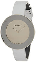  Shop Authentic Calvin Klein Chic Silver Dial White Leather Strap Watch for Women - K7N23UP8 - Luxxuri