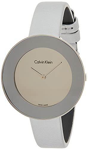  Shop Authentic Calvin Klein Chic Silver Dial White Leather Strap Watch for Women - K7N23UP8 - Luxxuri