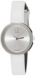  Shop Authentic Calvin Klein Firm Silver Dial White Leather Strap Watch for Women - K3N231L6 - Luxxuri