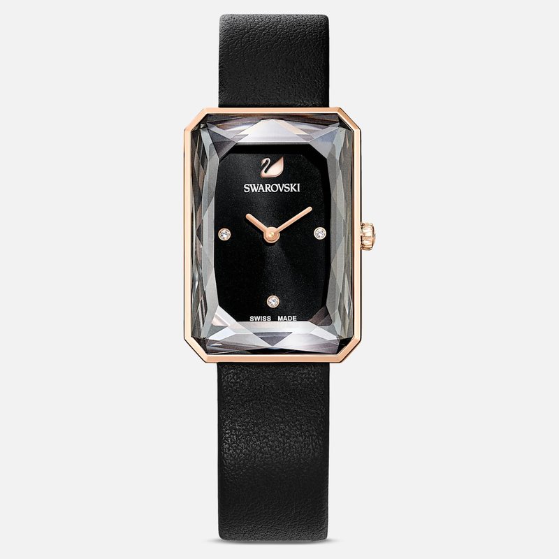 Swarovski Uptown Black Dial Black Leather Strap Watch for Women - 5547710