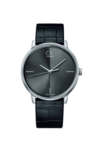  Shop Authentic Calvin Klein Accent Black Dial Black Leather Strap Watch for Men - K2Y2X1C3 - Luxxuri