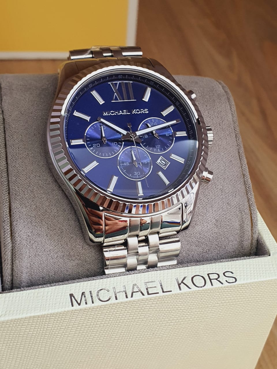 Shop Authentic Michael Kors Lexington Chronograph Blue Dial Silver Steel Strap Watch for Men - MK8280 - Luxxuri