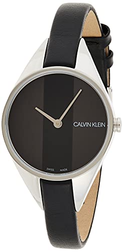  Shop Authentic Calvin Klein Rebel Black Grey Dial Black Leather Strap Watch for Women - K8P231C1 - Luxxuri