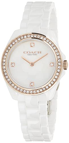 Coach Preston Mother of Pearl White Dial White Steel Strap Watch for Women - 14503662