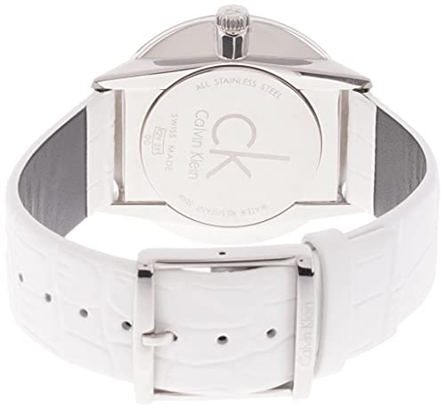  Shop Authentic Calvin Klein Accent Silver Dial White Leather Strap Watch for Men - K2Y2X1KW - Luxxuri