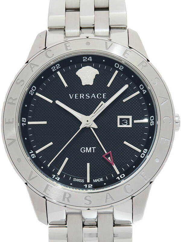  Shop Authentic Versace Univers Analog Black Dial Silver Steel Strap Watch for Men - VEBK00418 - Luxxuri