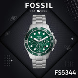  Shop Authentic Fossil FB-03 Chronograph Green Dial Silver Steel Strap Watch for Men - FS5726 - Luxxuri