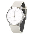  Shop Authentic Calvin Klein Post Minimal Silver Dial White Leather Strap Watch for Men - K7621126 - Luxxuri