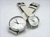  Shop Authentic Calvin Klein Post Minimal Silver Dial White Leather Strap Watch for Men - K7621126 - Luxxuri