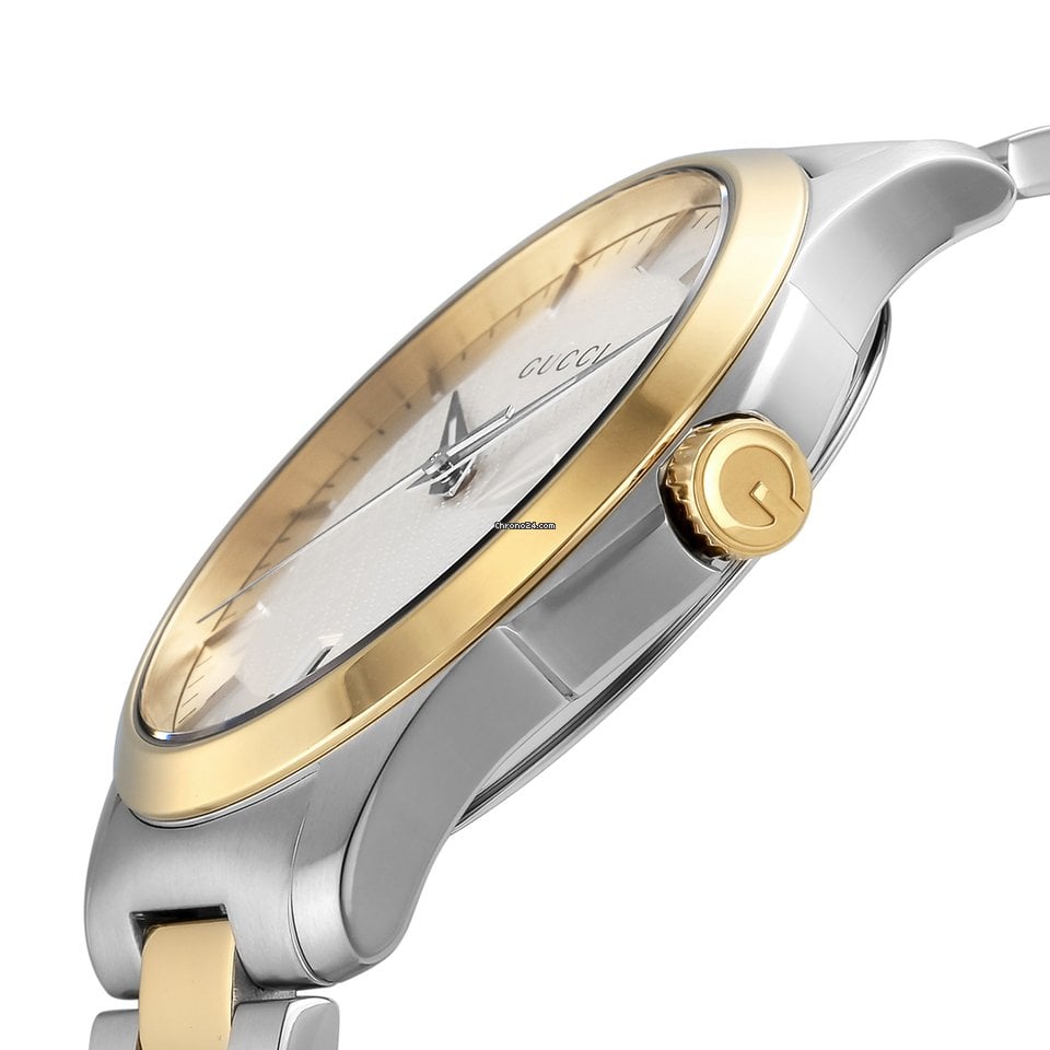  Shop Authentic Gucci G Timeless Quartz Silver Dial Two Tone Steel Strap Watch For Men - YA126450 - Luxxuri