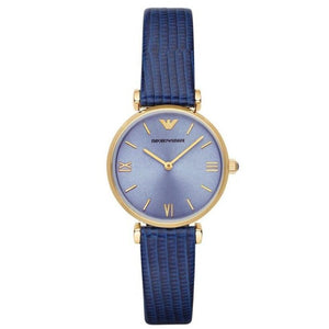  Shop Authentic Emporio Armani Gianni T Bar Blue Dial Blue Leather Strap Watch For Women - AR1875 - Luxxuri