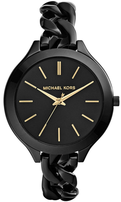  Shop Authentic Michael Kors Slim Runway Black Dial Black Steel Strap Watch for Women - MK3317 - Luxxuri
