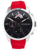  Shop Authentic Tommy Hilfiger Decker Quartz Black Dial Red Rubber Strap Watch for Men - 1791351 - Luxxuri