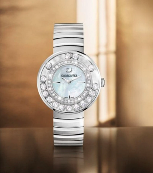  Shop Authentic Swarovski Lovely Crystal Mother of Pearl Dial Silver Steel Strap Watch for Women - 1160307 - Luxxuri