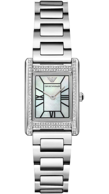  Shop Authentic Emporio Armani Empire Mother of Pearl Dial Silver Steel Strap Watch For Women - AR11625 - Luxxuri