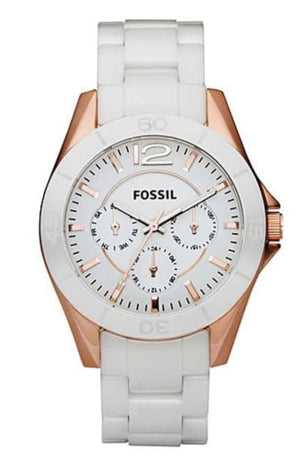  Shop Authentic Fossil Ceramic Multifunction White Dial White Steel Strap Watch for Women - CE1006 - Luxxuri