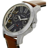  Shop Authentic Fossil Grant Twist Multifunction Blue Dial Brown Leather Strap Watch for Men - ME1161 - Luxxuri