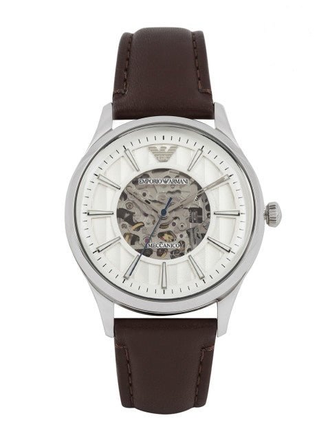  Shop Authentic Emporio Armani Meccanico White Dial Brown Leather Strap Watch For Men - AR1946 - Luxxuri