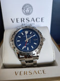  Shop Authentic Versace Hellenyium GMT Blue Dial Silver Steel Strap Watch for Men - V11010015 - Luxxuri