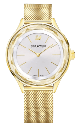  Shop Authentic Swarovski Octea Nova Silver Dial Gold Mesh Bracelet Watch for Women - 5430417 - Luxxuri