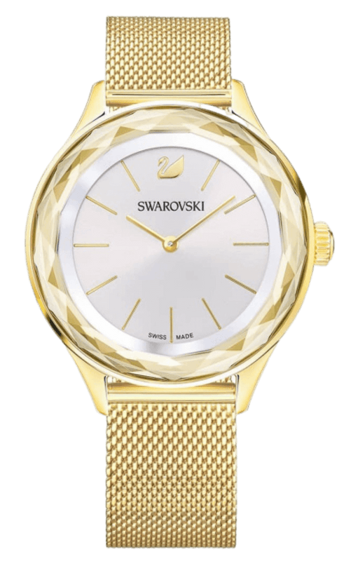  Shop Authentic Swarovski Octea Nova Silver Dial Gold Mesh Bracelet Watch for Women - 5430417 - Luxxuri