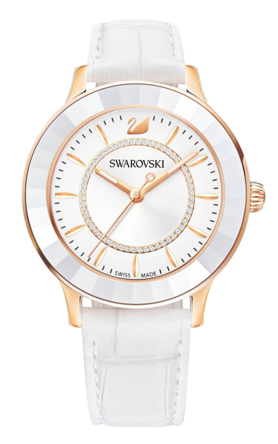 Shop Authentic Swarovski Octea Lux White Dial White Leather Strap Watch for Women - 5414416 - Luxxuri