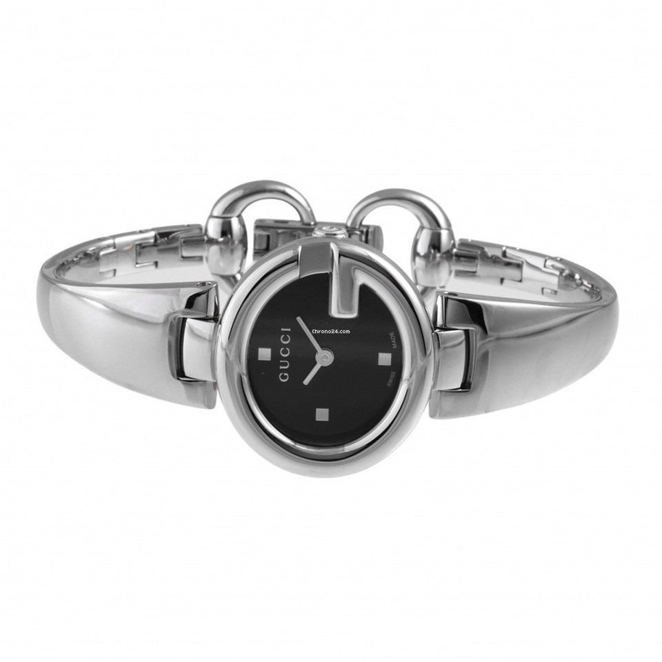  Shop Authentic Gucci Guccisima Quartz Black Dial Silver Steel Strap Watch For Women - YA134501 - Luxxuri