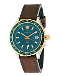  Shop Authentic Versace Hellenyium Green Dial Brown Leather Strap Watch for Men - V11090017 - Luxxuri