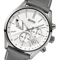 Shop Authentic Hugo Boss Grand Prix White Dial Grey Leather Strap Watch for Men - 1513633 - Luxxuri