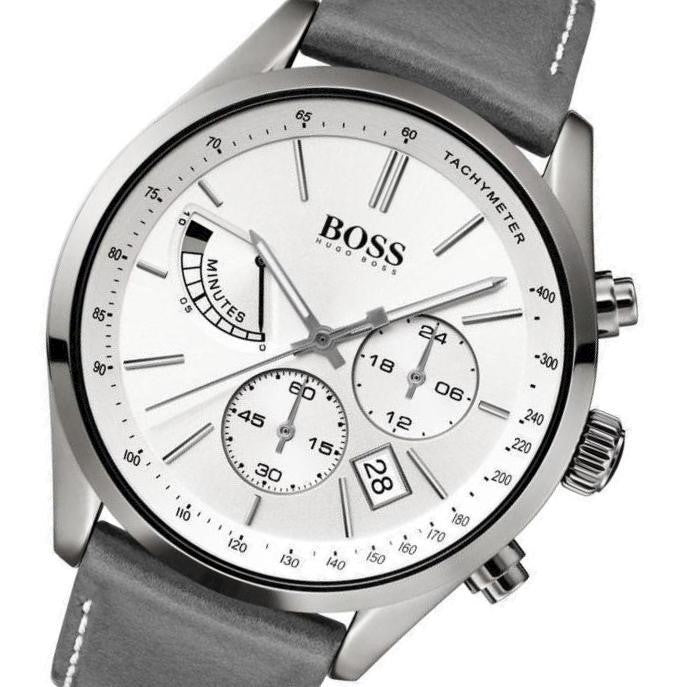  Shop Authentic Hugo Boss Grand Prix White Dial Grey Leather Strap Watch for Men - 1513633 - Luxxuri