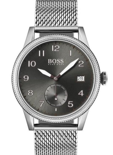  Shop Authentic Hugo Boss Legacy Grey Dial Silver Mesh Bracelet Watch for Men - 1513673 - Luxxuri