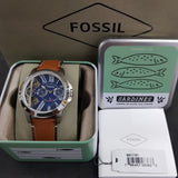  Shop Authentic Fossil Grant Twist Multifunction Blue Dial Brown Leather Strap Watch for Men - ME1161 - Luxxuri