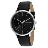  Shop Authentic Tommy Hilfiger Brooklyn Black Dial Black Leather Strap Watch for Men - 1791509 - Luxxuri