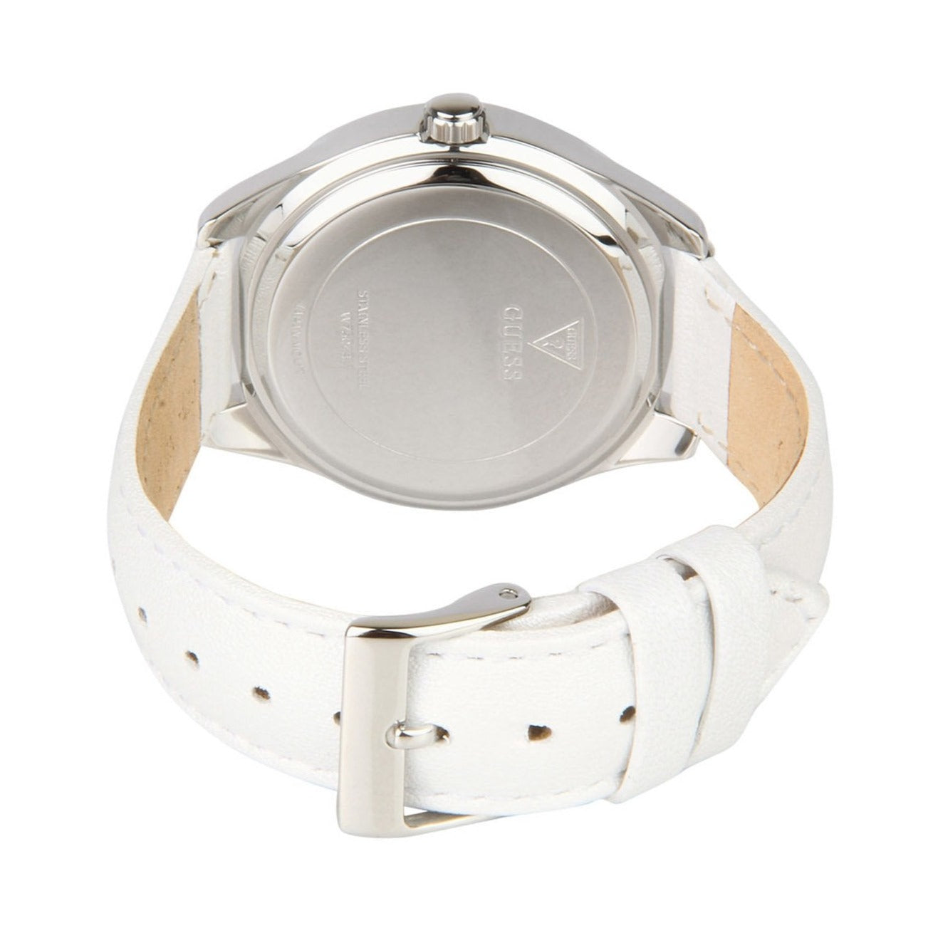  Shop Authentic Guess Rosette Analog White Dial White Leather Strap Watch For Women - W75043L1 - Luxxuri