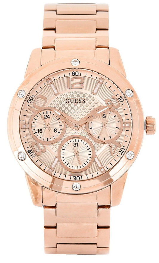  Shop Authentic Guess Studio Rose Gold Dial Rose Gold Steel Strap Watch For Women - W0778L3 - Luxxuri