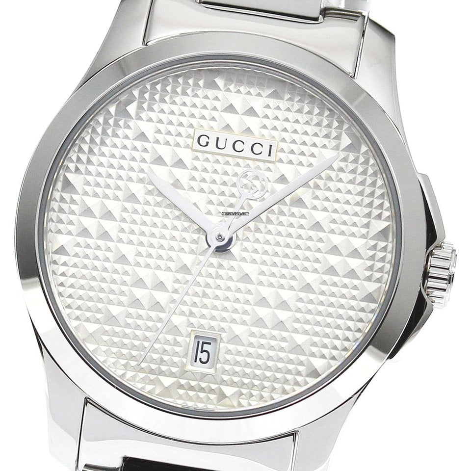  Shop Authentic Gucci G Timeless Quartz Silver Dial Silver Steel Strap Watch For Women - YA126551 - Luxxuri