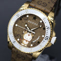  Shop Authentic Gucci Dive Doraemon Brown Dial Brown Leather Strap Watch For Men - YA136334 - Luxxuri