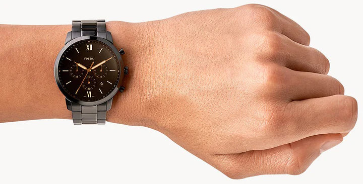  Shop Authentic Fossil Neutra Chronograph Black Dial Black Steel Strap Watch for Men - FS5525 - Luxxuri