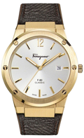 Salvatore Ferragamo F-80 Classic White Dial Brown Leather Strap Watch for Men - SFDT00819